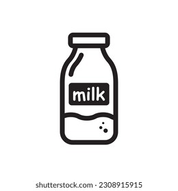 Milchflasche, Vektorsymbol. Natürliche Milch flach Schilder Design. Milchsymbol Piktogramm. UX-UI-Symbol