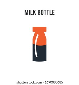 Milk bottle vector icon on white background. Red and black colored Milk bottle icon. Simple element illustration sign symbol EPS
