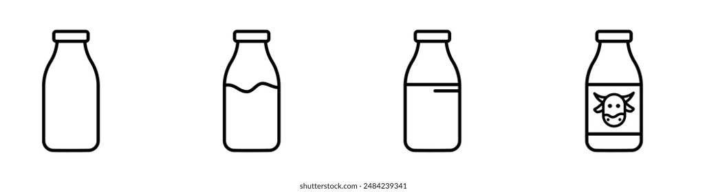 Milk bottle - vector icon set	
