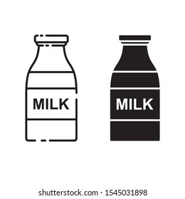 Milk bottle vector illustration with black and white design. Milk icon symbol 