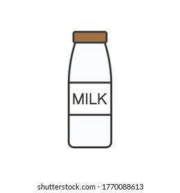 Botella de leche. Ilustración vectorial en diseño plano