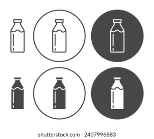 Conjunto de ilustración vectorial de la botella de leche. Cow Dairy Product Milk Glass Bottle Sign in adecuado para aplicaciones y sitios web estilo de diseño de interfaz de usuario.