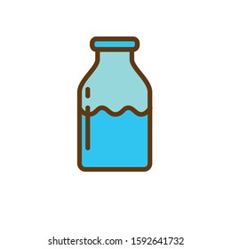 Milk bottle vector illustration with simple design isolated on white background. Milk icon with lineal color design