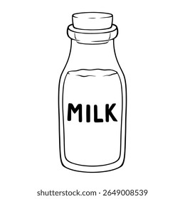 Ilustración dibujada a mano de la línea de Vector de la botella de leche