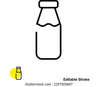 Icono de línea del vector de botella de leche