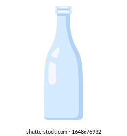 Milk Bottle. Vector Silhouette Icon of Blue Glass Package.