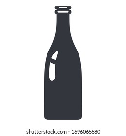 Botella de leche. Vector Silhouette Icon of Glass Package.