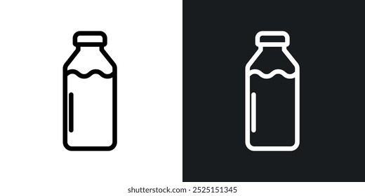 Garrafa de leite na cor preta da linha fina. ilustração simples de símbolos vetoriais planos.