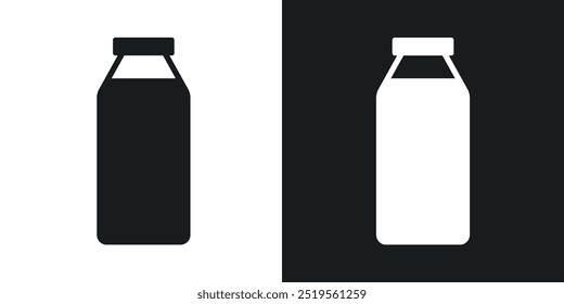 Milk bottleline vector icon set in solid and outline style.