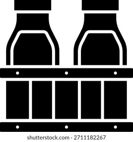 Milk Bottles in Crate Icon