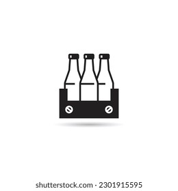 milk bottles in crate icon vector illustration