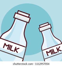 Milk bottles dairy food