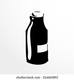 Milk bottles. Drawing. Sketch style.