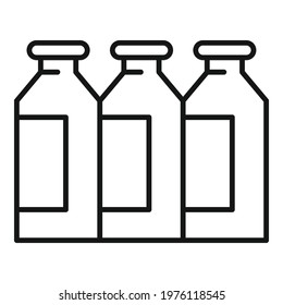 Milk bottles icon. Outline milk bottles vector icon for web design isolated on white background