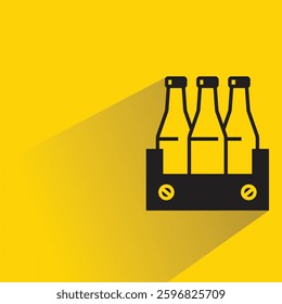 milk bottles icon with shadow yellow background