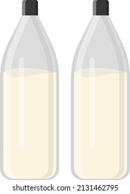 Milk in bottles, illustration, vector on a white background.