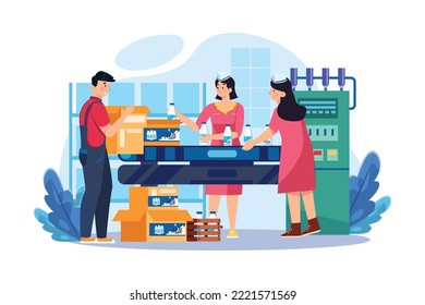 Milk bottles Packaging Illustration concept on white background