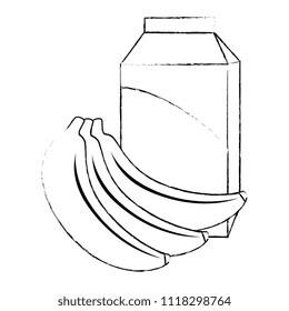 milk box with bananas clusters