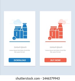 Milk, Box, Bottle, Shopping  Blue and Red Download and Buy Now web Widget Card Template