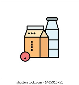 Milk, Box, Bottle, Shopping  Flat Color Icon. Vector icon banner Template. Vector Icon Template background