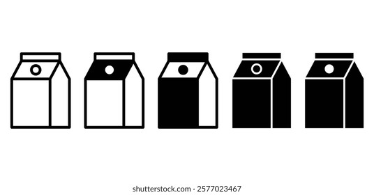 milk box carton drink icon symbol sign vector design black white color simple outline and black filled illustration collection isolated