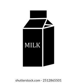 Vector del icono del cartón de la caja de leche sobre fondo blanco