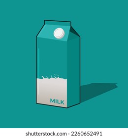 Ilustración vectorial de cartón de empaquetado de leche en un icono de moda plantilla de maquillaje 3D realista con color verde tosca y color de fondo fresco. Recursos gráficos editables para muchos fines.