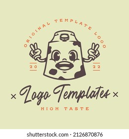 logotipo de la plantilla de caricatura de la caja de leche.
