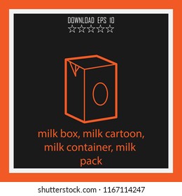 milk box, milk cartoon, milk container, milk pack vector icon