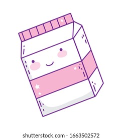milk box cartoon design, Kawaii expression cute character funny and emoticon theme Vector illustration