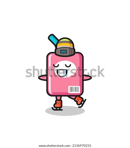 milk box\
cartoon as an ice skating player doing perform , cute style design\
for t shirt, sticker, logo\
element