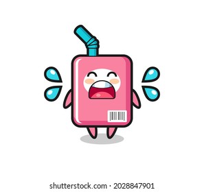 milk box cartoon illustration with crying gesture , cute style design for t shirt, sticker, logo element