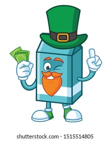 milk box cartoon mascot character vectorwith green hat patrick day