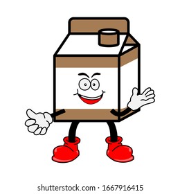 Milk box cartoon vector illustration on trendy design 