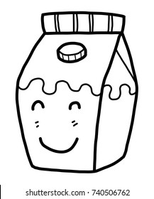 milk box / cartoon vector and illustration, black and white, hand drawn, sketch style, isolated on white background.