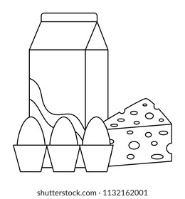 milk box with cheese and eggs
