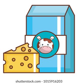 milk box with cheese vector illustration design