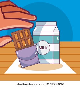 Milk box and chocolate