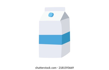 Milk box clipart. Simple milk in carton pack vector design isolated on white. Milk carton with screw cap cartoon style. Pasteurized dairy product clipart doodle drawing style. Fresh cream in paper box
