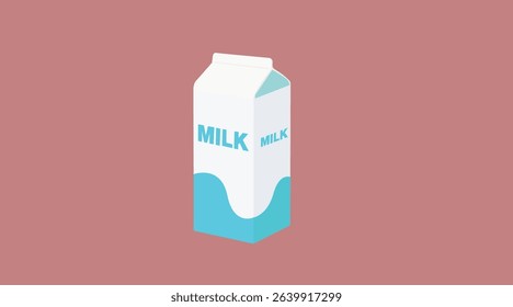 Milk Box Color Icon. Vector editable flat illustration of a box of milk