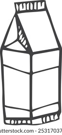 Milk box doodle. Dairy product pack sketch