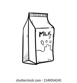 milk box doodle icon vector 