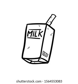 milk box doodle icon vector hand drawing 