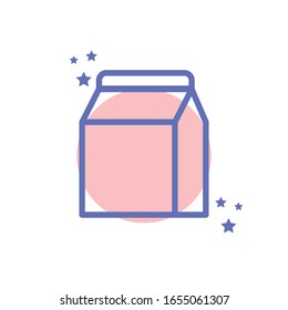 milk box drink block line style icon design, Beverage liquid menu restaurant lunch refreshment kitchen and meal theme Vector illustration