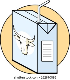 caja de leche con paja para beber