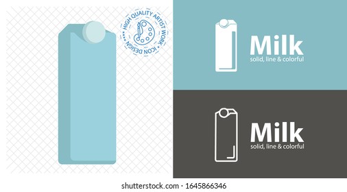 milk box flat icon. line icon