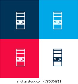 Milk box four color material and minimal icon logo set in red and blue