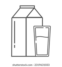 Milk box and glass vector line design