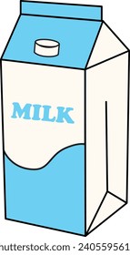 Milk box icon. Cartoon milk box. icon vector illustration perfect for food and beverage. 