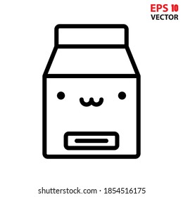 Milk box icon. Cute food design. Flat design with editable stroke. Eps 10 vector illustration.
